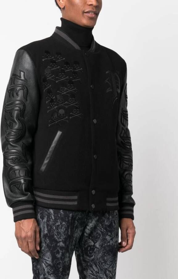 Philipp Plein Bomberjack met logopatch Zwart