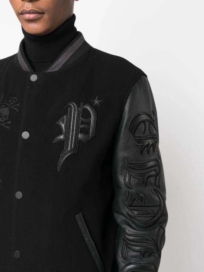 Philipp Plein Bomberjack met logopatch Zwart