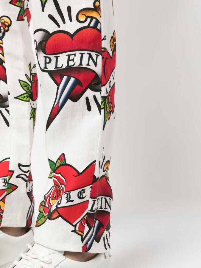 Philipp Plein Broek met hartprint Wit