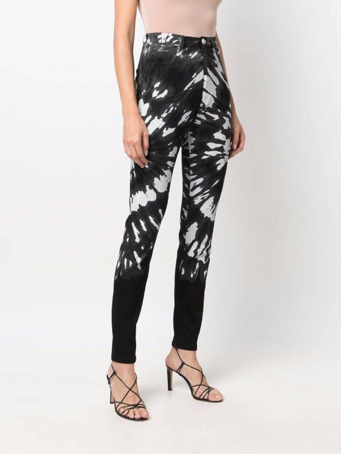 Philipp Plein Broek met tie-dye print Zwart