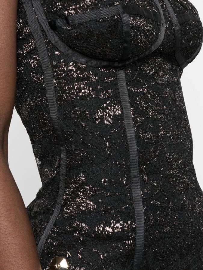 Philipp Plein Bustier top met detail van kant Zwart
