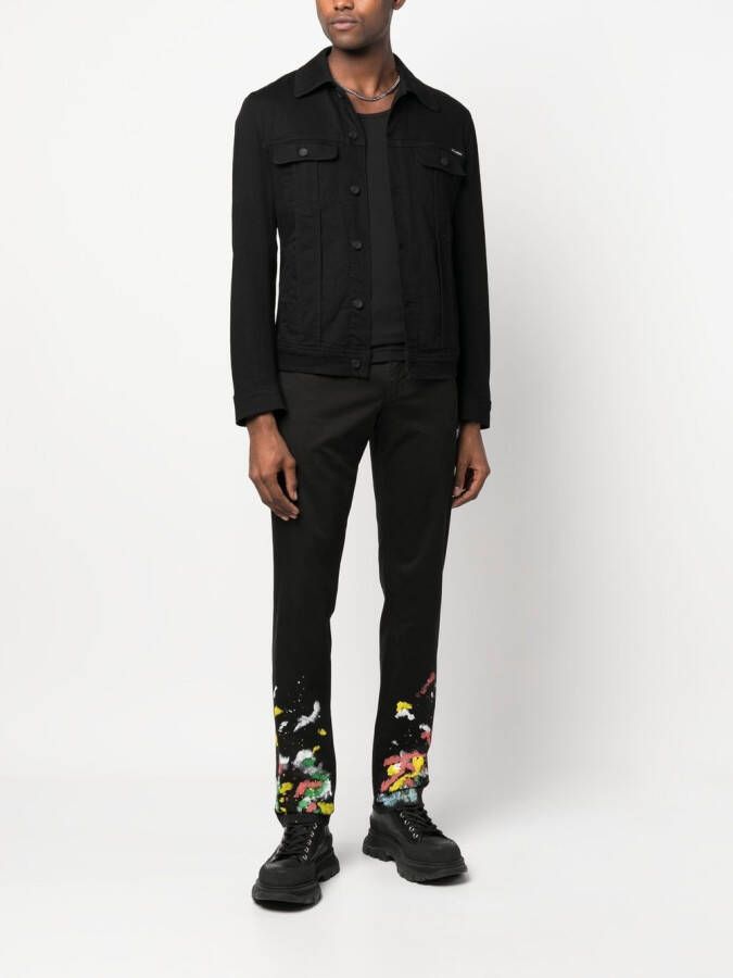 Philipp Plein Chino met verfspatten Zwart