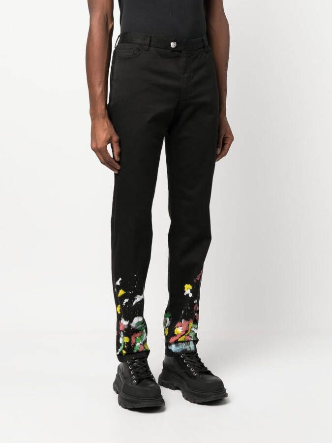 Philipp Plein Chino met verfspatten Zwart