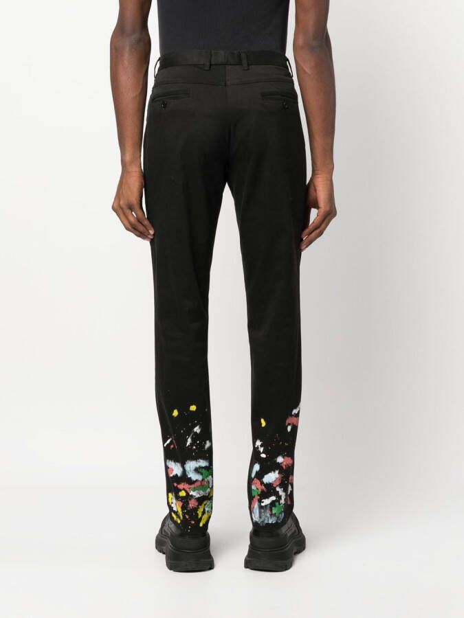 Philipp Plein Chino met verfspatten Zwart