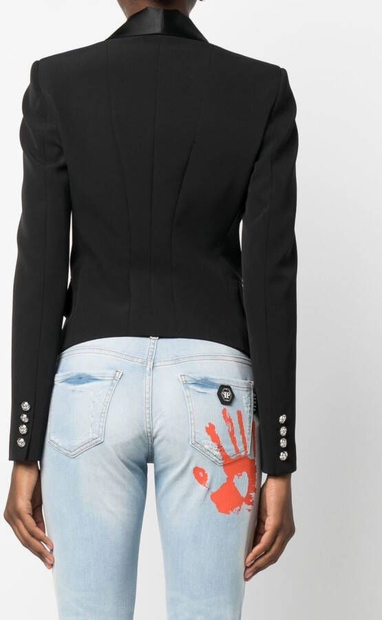 Philipp Plein Colbert met enkele rij knopen Zwart