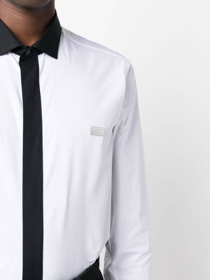 Philipp Plein Overhemd met contrasterende kraag Wit