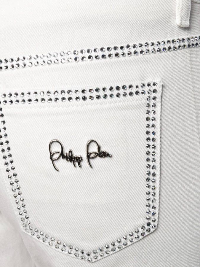Philipp Plein crystal embellished slim-fit jeans Wit