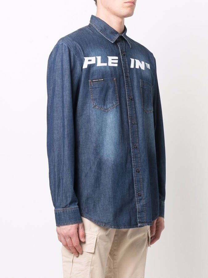 Philipp Plein Denim overhemd Blauw