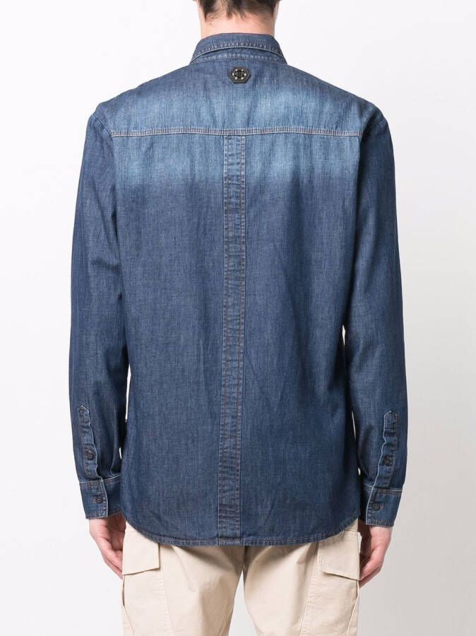 Philipp Plein Denim overhemd Blauw