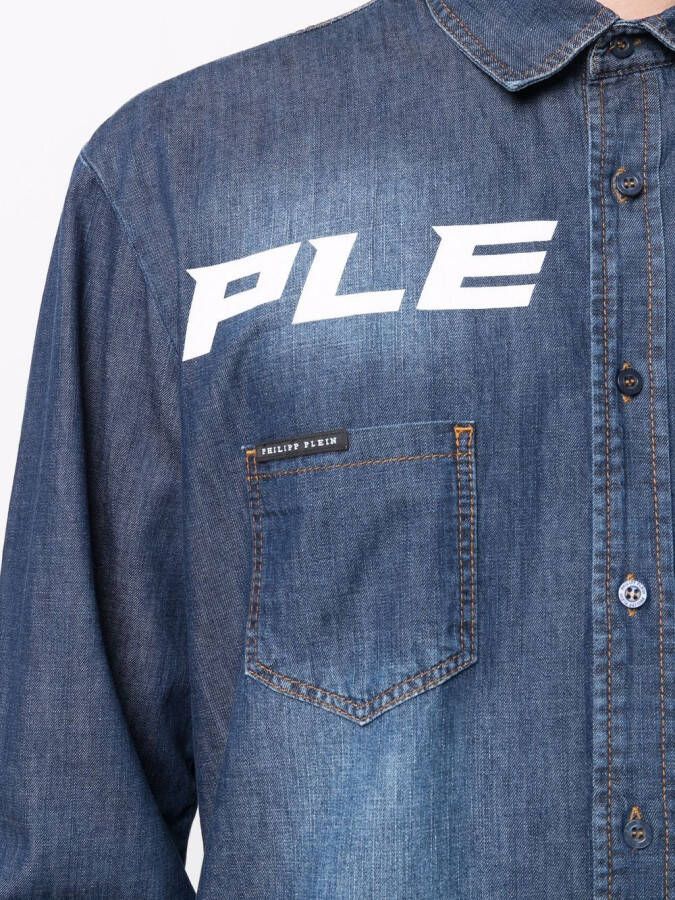 Philipp Plein Denim overhemd Blauw