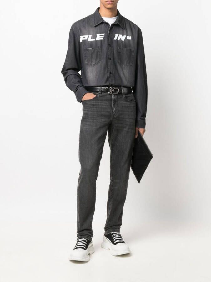 Philipp Plein Denim overhemd Grijs