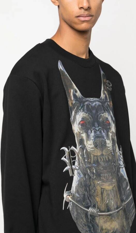 Philipp Plein Sweater met hondenprint Zwart