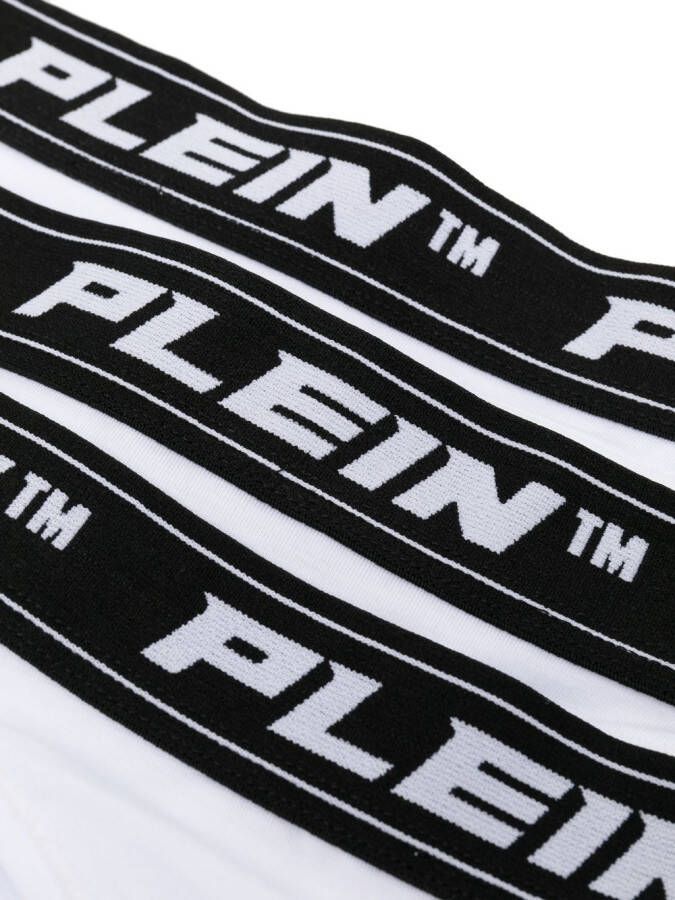 Philipp Plein Drie slips met logo taille Wit