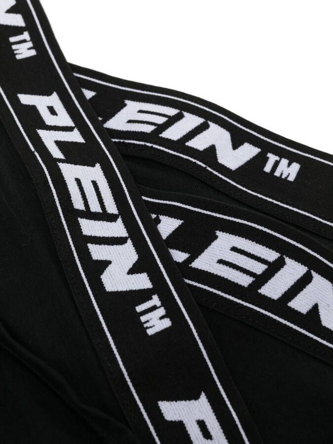 Philipp Plein Drie slips met logo taille Zwart