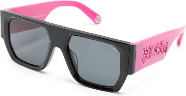 Philipp Plein Eyewear Zonnebril met rechthoekig montuur Zwart