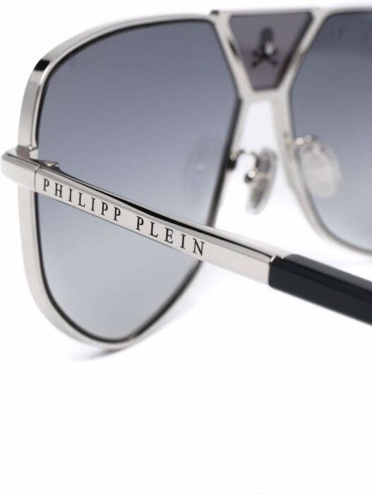 Philipp Plein Power zonnebril met doodskop Zilver