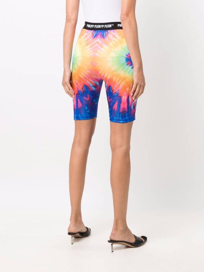 Philipp Plein Fietsshorts met tie-dye print Blauw