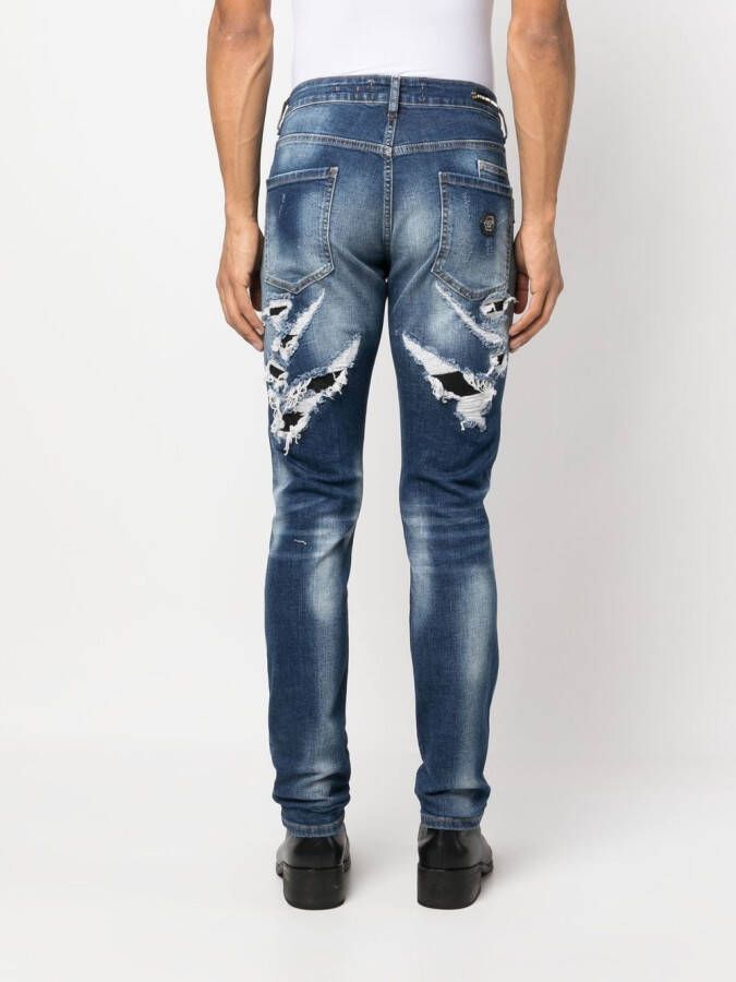 Philipp Plein Gerafelde jeans Blauw
