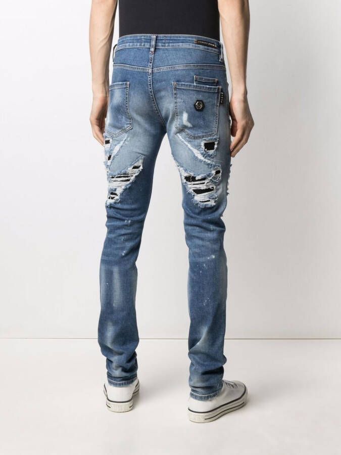 Philipp Plein Gerafelde jeans Blauw