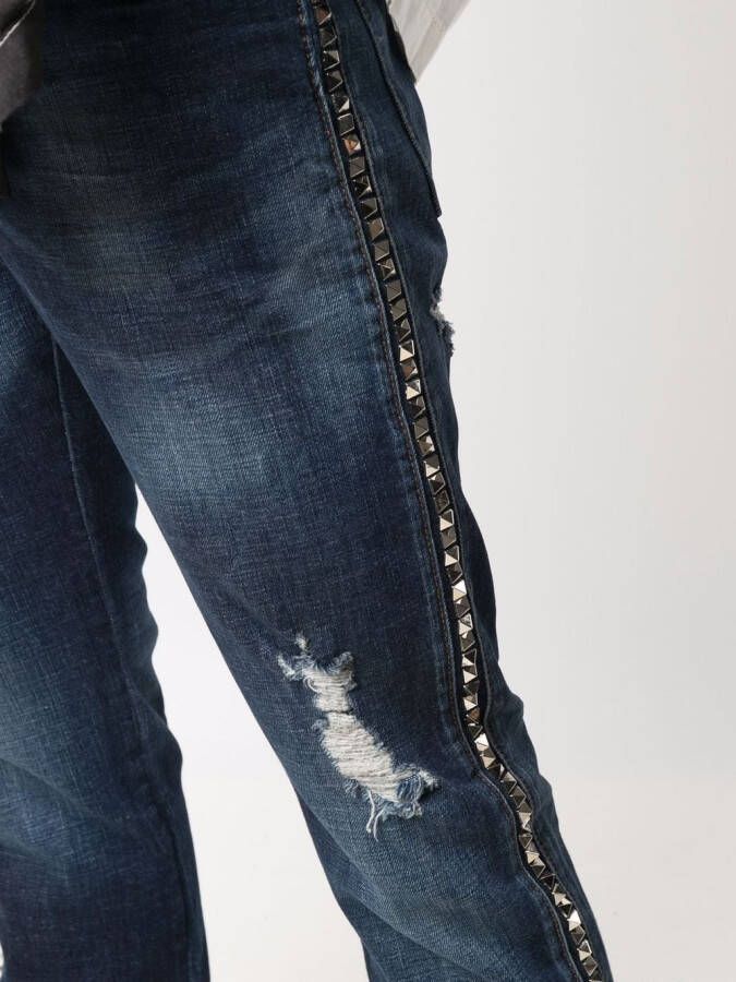 Philipp Plein Gerafelde jeans Blauw
