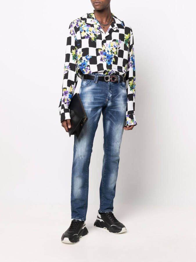Philipp Plein Destroyed traight jeans Blauw