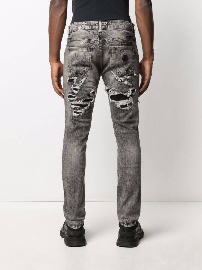 Philipp Plein Gerafelde jeans Grijs