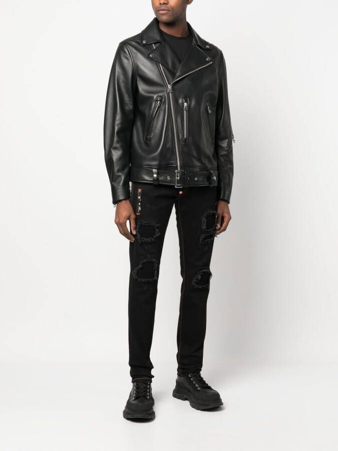 Philipp Plein Gerafelde jeans Zwart