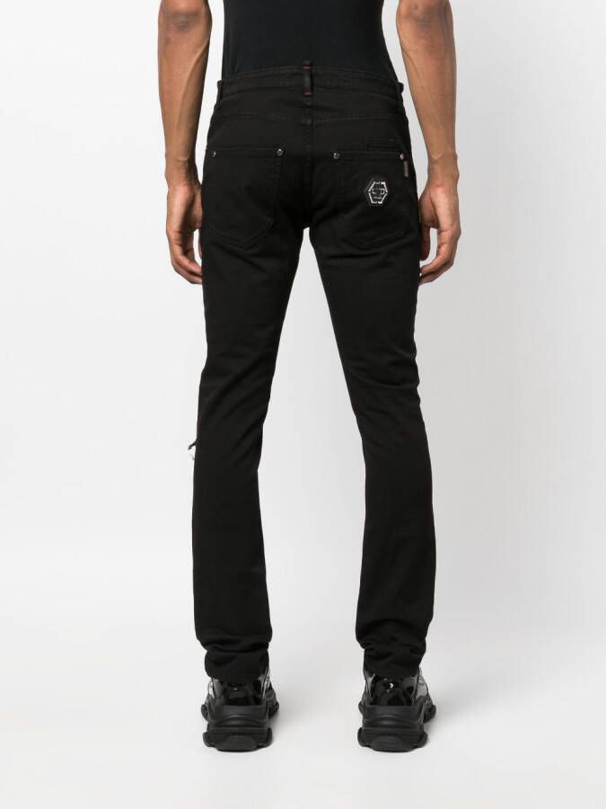 Philipp Plein Gerafelde jeans Zwart