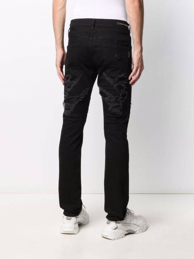 Philipp Plein Gerafelde jeans Zwart