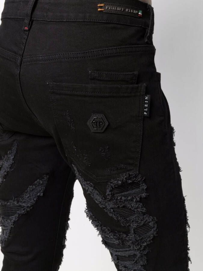 Philipp Plein Gerafelde jeans Zwart