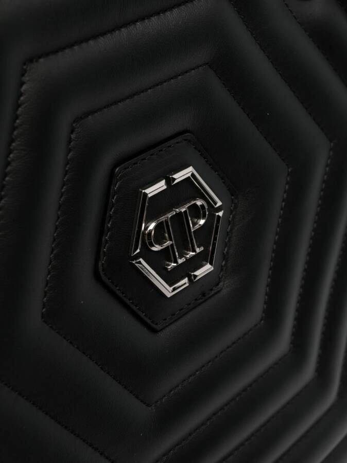 Philipp Plein Hexagon quilted leather shoulder bag Zwart