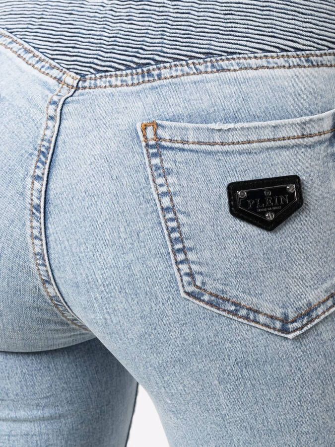 Philipp Plein High waist bikerjeans Blauw