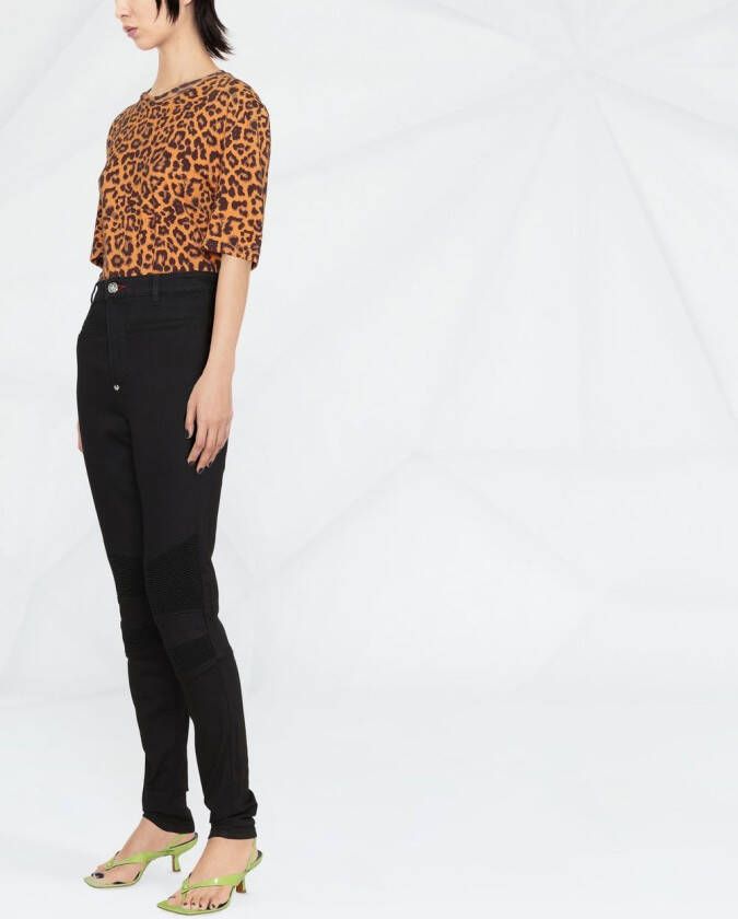 Philipp Plein High waist bikerjeans Zwart