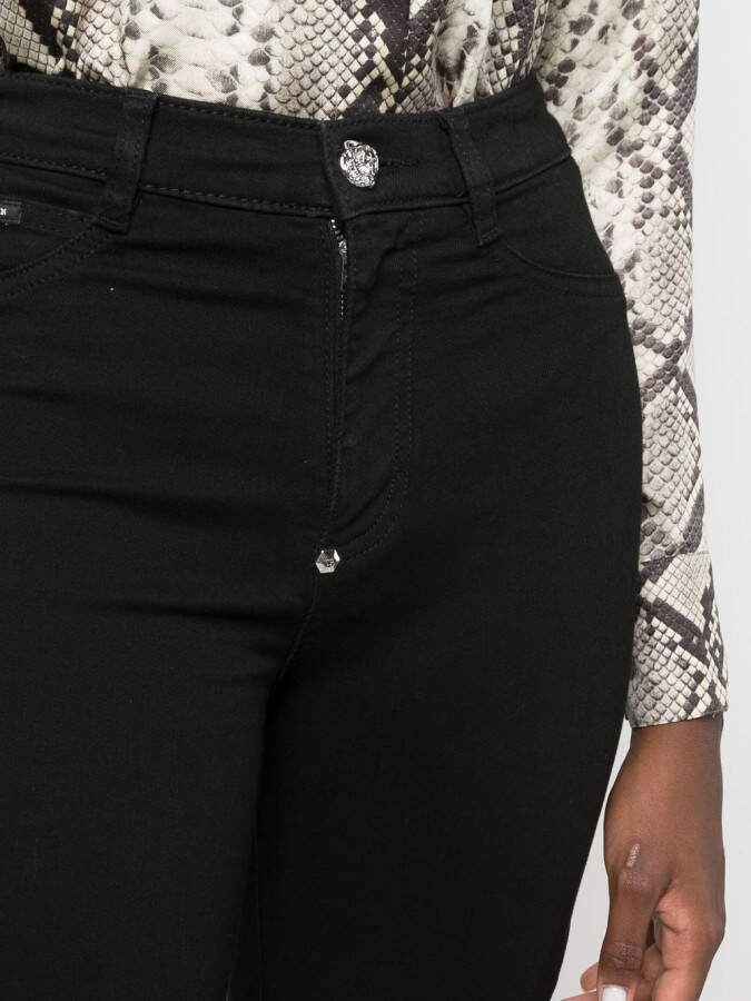 Philipp Plein High waist bikerjeans Zwart