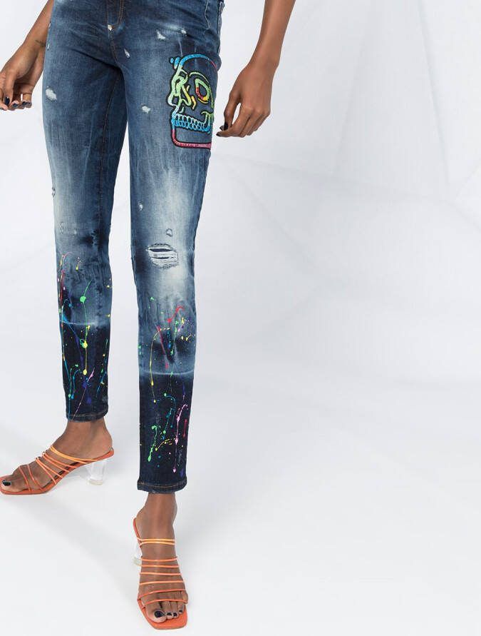 Philipp Plein High waist jegging Blauw