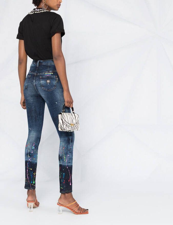 Philipp Plein High waist jegging Blauw