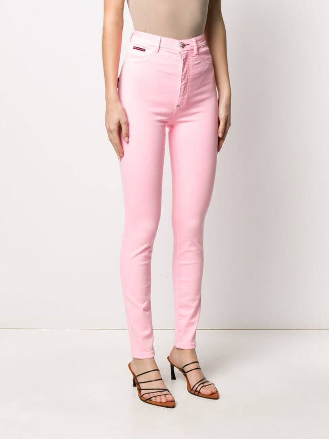 Philipp Plein Super high-waist jegging Roze
