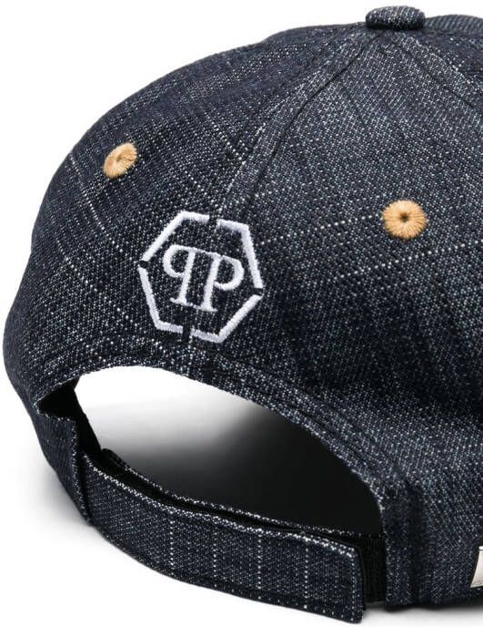 Philipp Plein Honkbalpet met logopatch Blauw