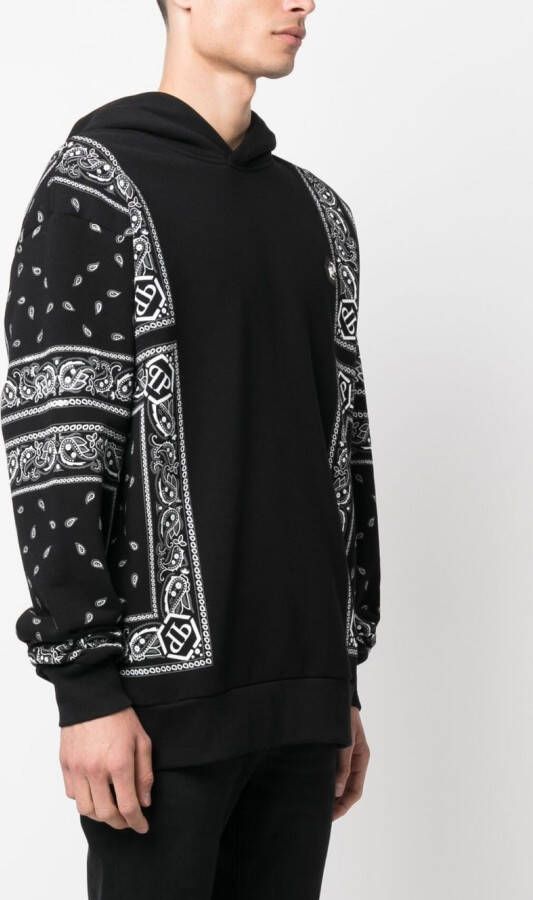 Philipp Plein Hoodie met bandanaprint Zwart