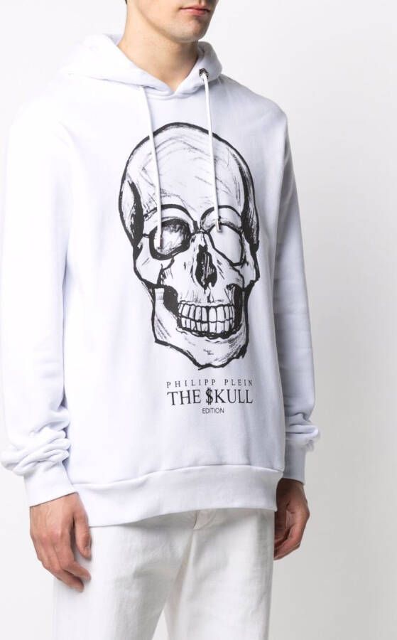 Philipp Plein Hoodie met doodskopprint Wit