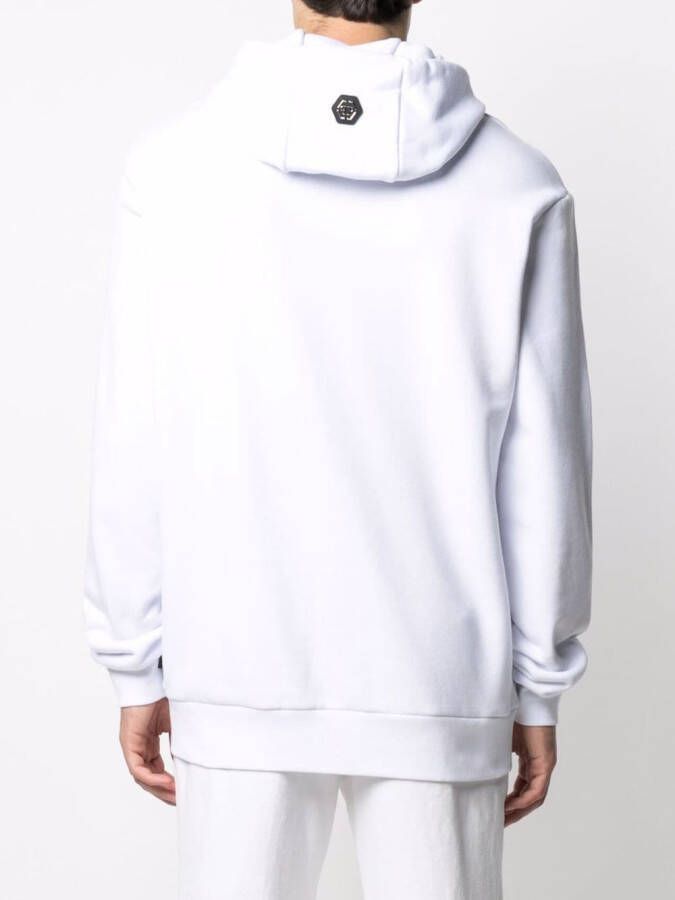 Philipp Plein Hoodie met doodskopprint Wit