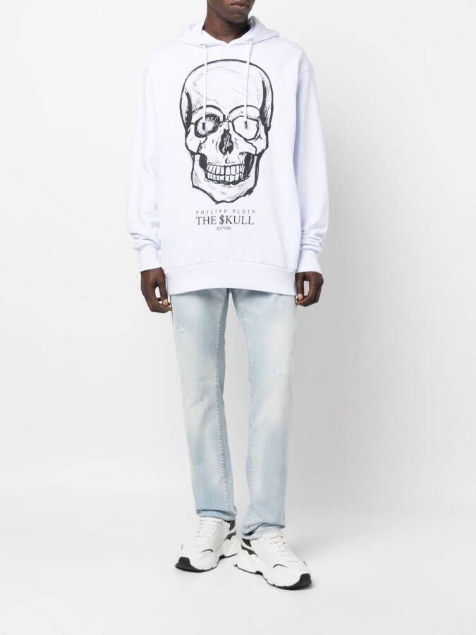 Philipp Plein Hoodie met doodskopprint Wit