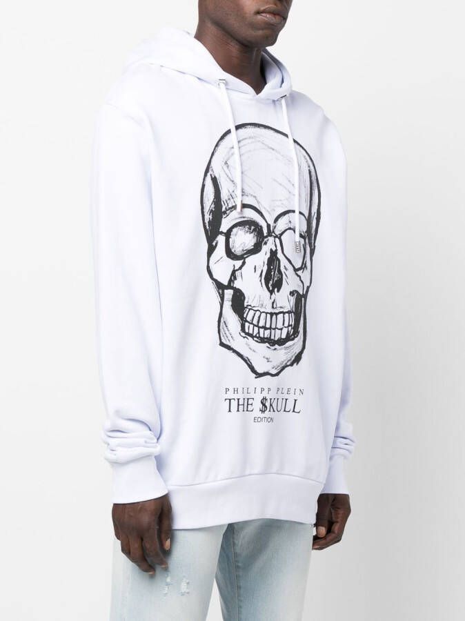 Philipp Plein Hoodie met doodskopprint Wit