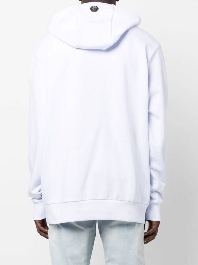 Philipp Plein Hoodie met doodskopprint Wit