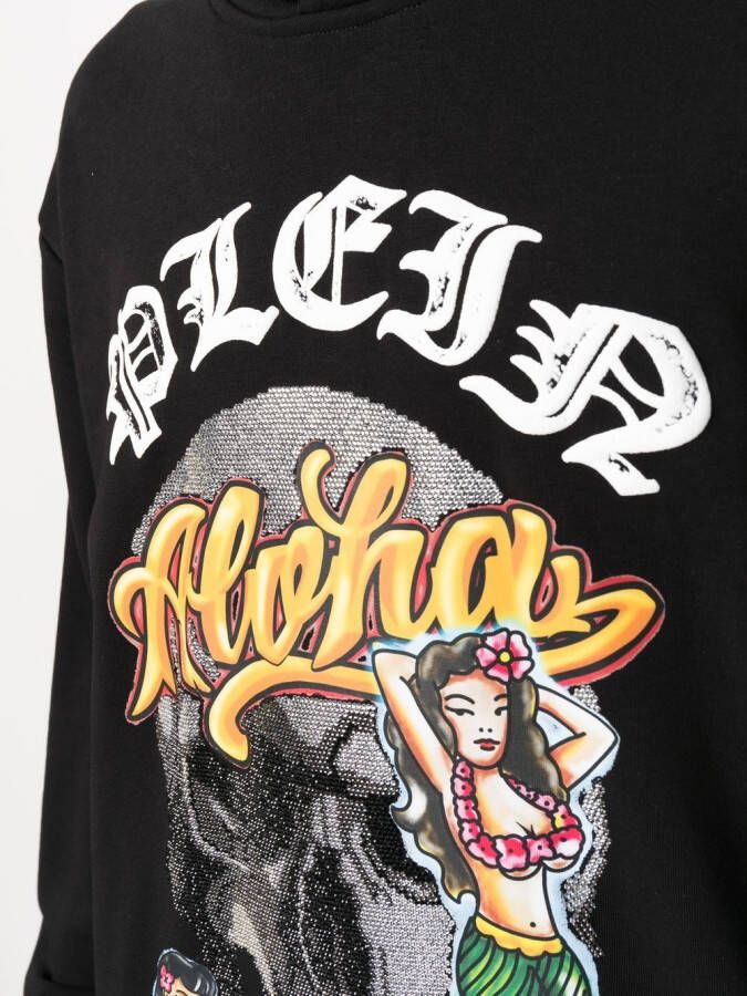Philipp Plein Hoodie met grafische print Zwart