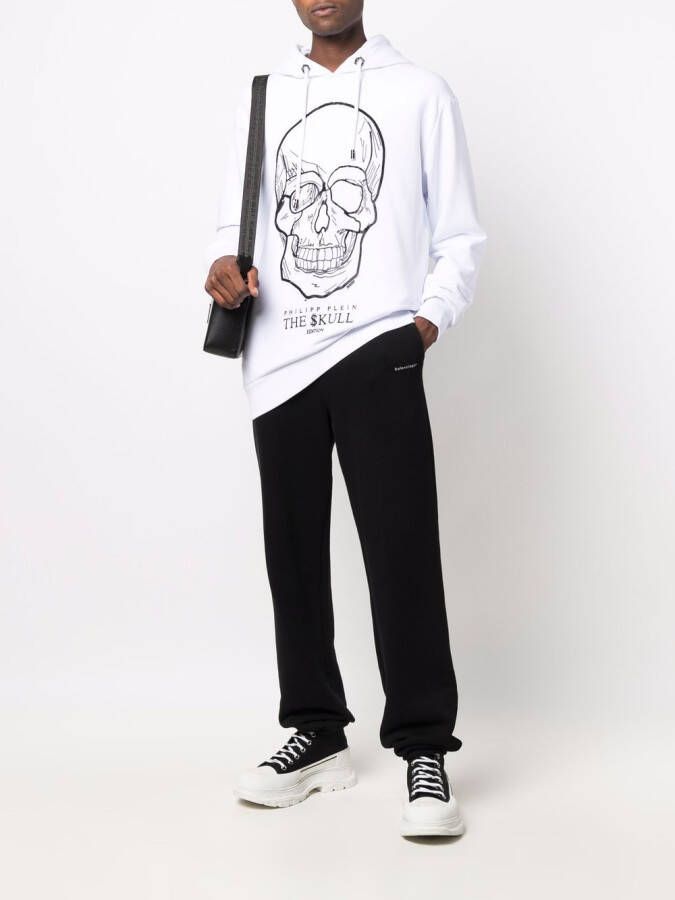 Philipp Plein Hoodie met kristallen doodskop Wit