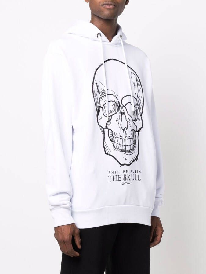Philipp Plein Hoodie met kristallen doodskop Wit