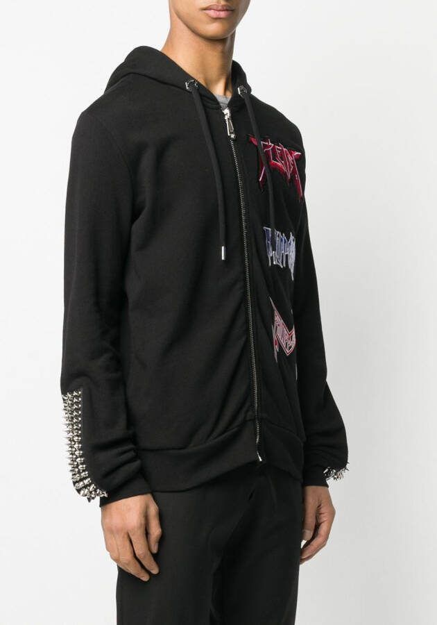 Philipp Plein Hoodie met logopatch Zwart