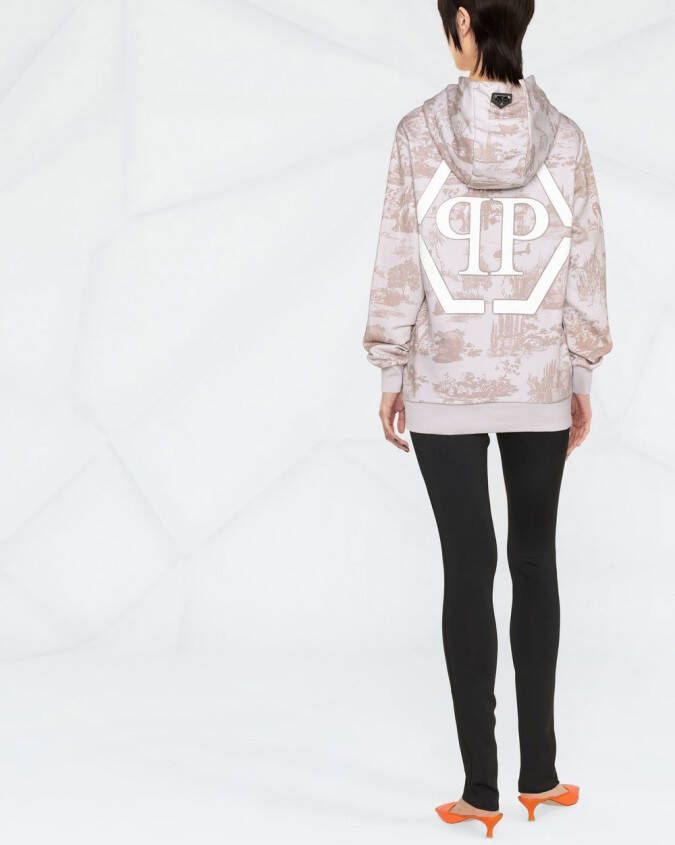 Philipp Plein Hoodie met logoprint Beige