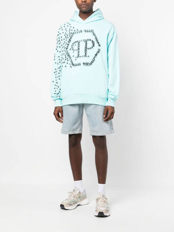 Philipp Plein Hoodie met logoprint Blauw